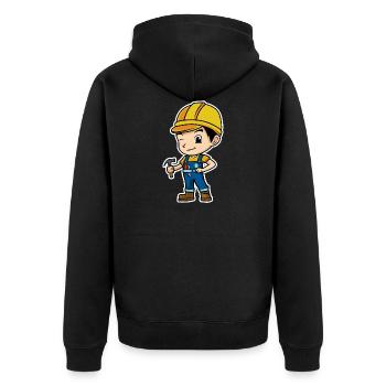 Bauarbeiter - Unisex Premium Bio Zip Hoodie - Schwarz - Hinten - Nico (187cm)