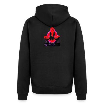 Rave Woman - Unisex Premium Bio Zip Hoodie - Schwarz - Hinten - Nico (187cm)