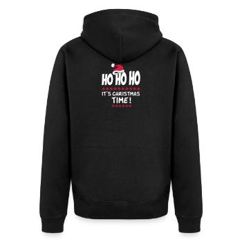 Christmas Time Ho Ho Mütze Weihnachten Sprüche - Unisex Premium Bio Zip Hoodie - Schwarz - Hinten - Nico (187cm)