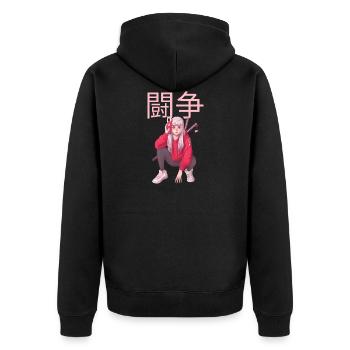 Anime Manga Girl Fight Japanese Japan Girlpower - Veste à capuche bio Premium Unisexe - noir - Dos - Nico (187cm)