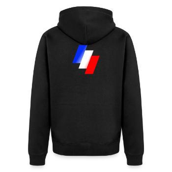 Französisch frag Frankreich Flagge - Unisex Premium Bio Zip Hoodie - Schwarz - Hinten - Nico (187cm)