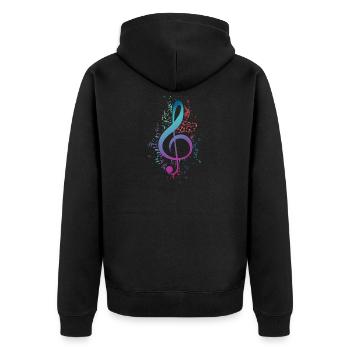 Clé de partition musicien cadeau de serrants - Veste à capuche bio Premium Unisexe - noir - Dos - Nico (187cm)
