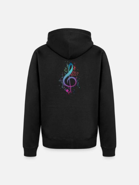 Sheet Music Key Musician Gift Violin Closures - Unisex Premium Organic Zip Hoodie - black