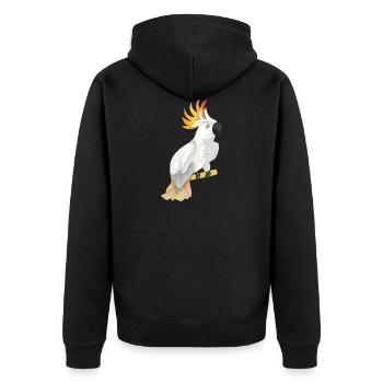 Kakadu Papagei Design - Unisex Premium Bio Zip Hoodie - Schwarz - Hinten - Nico (187cm)