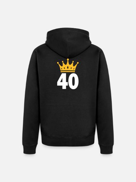 40 Korona 40 urodziny 40 lat - Ekologiczna rozpinana bluza z kapturem Premium unisex - czarny