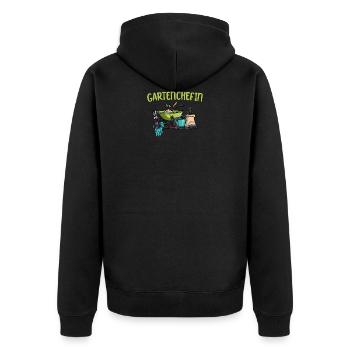 Gartenchefin Gärtnerin Hobbygärtnerin Geschenk - Unisex Premium Bio Zip Hoodie - Schwarz - Hinten - Nico (187cm)
