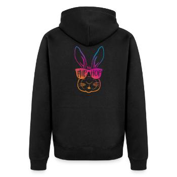 Hip Hop Rabbit Rap - Unisex Premium Organic Zip Hoodie - black - Back - Nico (187cm)