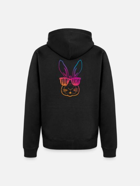 Hip Hop Rabbit Rap - Unisex Premium Organic Zip Hoodie - black