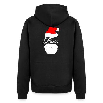 PATRON DU PÈRE NOËL CHEF D’ÉQUIPE CHEF DE BUREAU NOËL - Veste à capuche bio Premium Unisexe - noir - Dos - Nico (187cm)