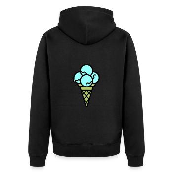 Eicreme Eis Lecker - Unisex Premium Bio Zip Hoodie - Schwarz - Hinten - Nico (187cm)