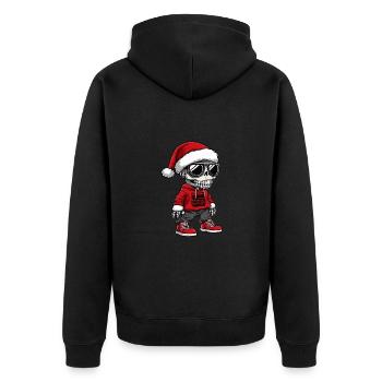 Skelett Weihnachten X-Mas - Unisex Premium Bio Zip Hoodie - Schwarz - Hinten - Nico (187cm)