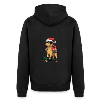 Kamel Weihnachten Lustig - Unisex Premium Bio Zip Hoodie - Schwarz - Hinten - Nico (187cm)