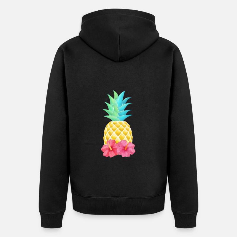 Ananas et hibiscus - Veste à capuche bio Premium Unisexe - noir