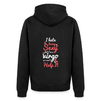 Sternzeichen Stern September - Unisex Premium Bio Zip Hoodie - Schwarz - Hinten - Nico (187cm)
