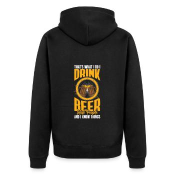 Sarkasmus Menschen Misanthropie Gemein - Unisex Premium Bio Zip Hoodie - Schwarz - Hinten - Nico (187cm)