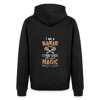 Bäckerei Muffin - Unisex Premium Bio Zip Hoodie - Schwarz - Hinten - Nico (187cm)