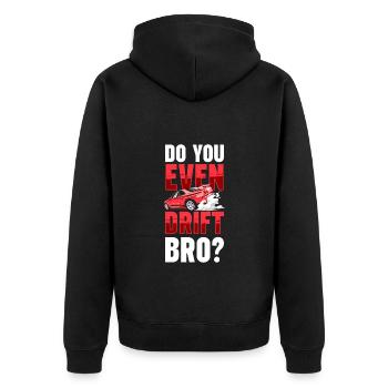 Drifting Donut Quer Schrauber - Unisex Premium Bio Zip Hoodie - Schwarz - Hinten - Nico (187cm)