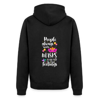 Mask Party Festival Stranger - Unisex Premium Organic Zip Hoodie - black - Back - Nico (187cm)