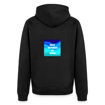 Fight or flight; Or grow. - Unisex Premium Bio Zip Hoodie - Schwarz - Hinten - Nico (187cm)