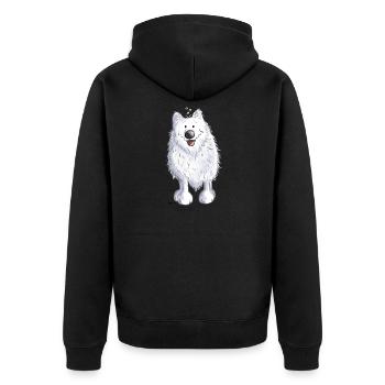 Der Spitz ist angekommen - Unisex Premium Bio Zip Hoodie - Schwarz - Hinten - Nico (187cm)