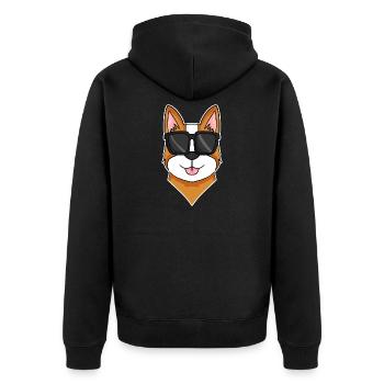 Welsh Corgi Pembroke dog with sunglasses - Unisex Premium Organic Zip Hoodie - black - Back - Nico (187cm)