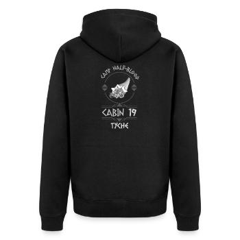 Cabin #19 in Camp Half Blood, Child of Tyche - Unisex Premium Organic Zip Hoodie - black - Back - Nico (187cm)