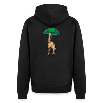 Giraffe Regenschirm - Unisex Premium Bio Zip Hoodie - Schwarz - Hinten - Nico (187cm)