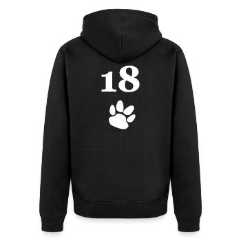closing, 18 hundepfote - Unisex Premium Bio Zip Hoodie - Schwarz - Hinten - Nico (187cm)