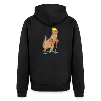 Otter Skifahrer Ski Wintersport - Unisex Premium Bio Zip Hoodie - Schwarz - Hinten - Nico (187cm)
