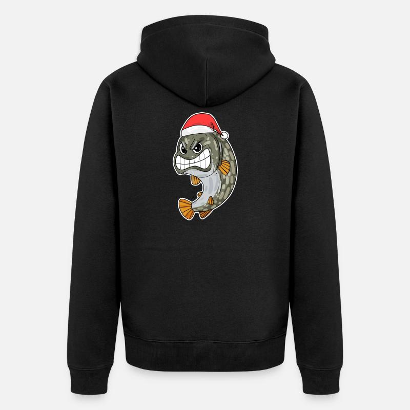 Brochet Poisson de Noël - Veste à capuche bio Premium Unisexe - noir