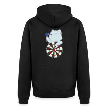 Katze Dart Dartpfeil Dartscheibe - Unisex Premium Bio Zip Hoodie - Schwarz - Hinten - Nico (187cm)