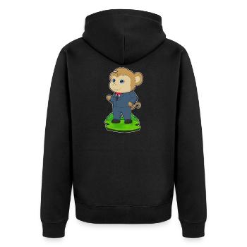 Affe Bräutigam Anzug Hochzeit - Unisex Premium Bio Zip Hoodie - Schwarz - Hinten - Nico (187cm)