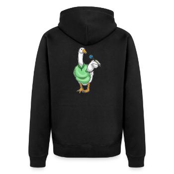 Ente Dart Dartpfeil - Unisex Premium Bio Zip Hoodie - Schwarz - Hinten - Nico (187cm)