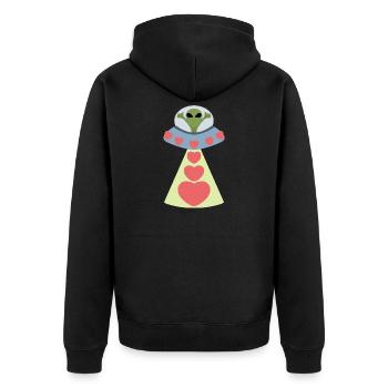 Espace Amour Alien Saint-Valentin - Veste à capuche bio Premium Unisexe - noir - Dos - Nico (187cm)