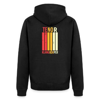 Chor Begeisterung: Tenor Klangkörper - Unisex Premium Bio Zip Hoodie - Schwarz - Hinten - Nico (187cm)