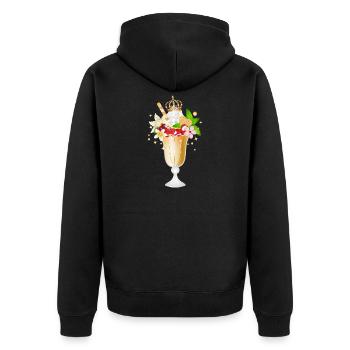 Eisbecher – köstliches Dessert-Motiv mit Krone - Unisex Premium Bio Zip Hoodie - Schwarz - Hinten - Nico (187cm)