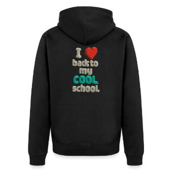 Pixel-Art, die ich liebe Zurück zu meiner coolen Schule - Unisex Premium Bio Zip Hoodie - Schwarz - Hinten - Nico (187cm)