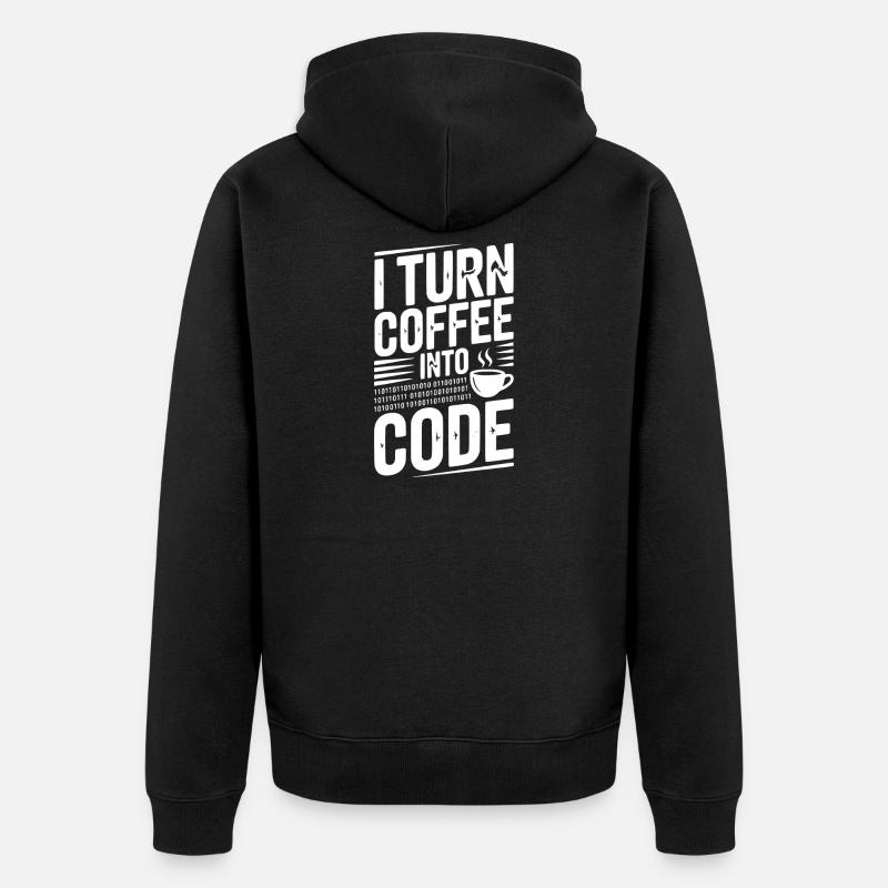 Ich verwandle Kaffee in Code - Unisex Premium Bio Zip Hoodie - Schwarz