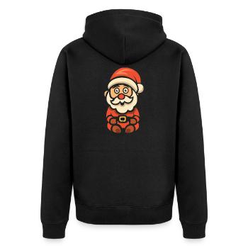 Niedlicher Weihnachtsmann Cartoon - Unisex Premium Bio Zip Hoodie - Schwarz - Hinten - Nico (187cm)