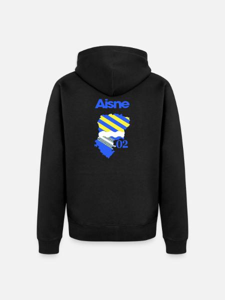 Map of Aisne Blue Yellow 02 - Unisex Premium Organic Zip Hoodie - black