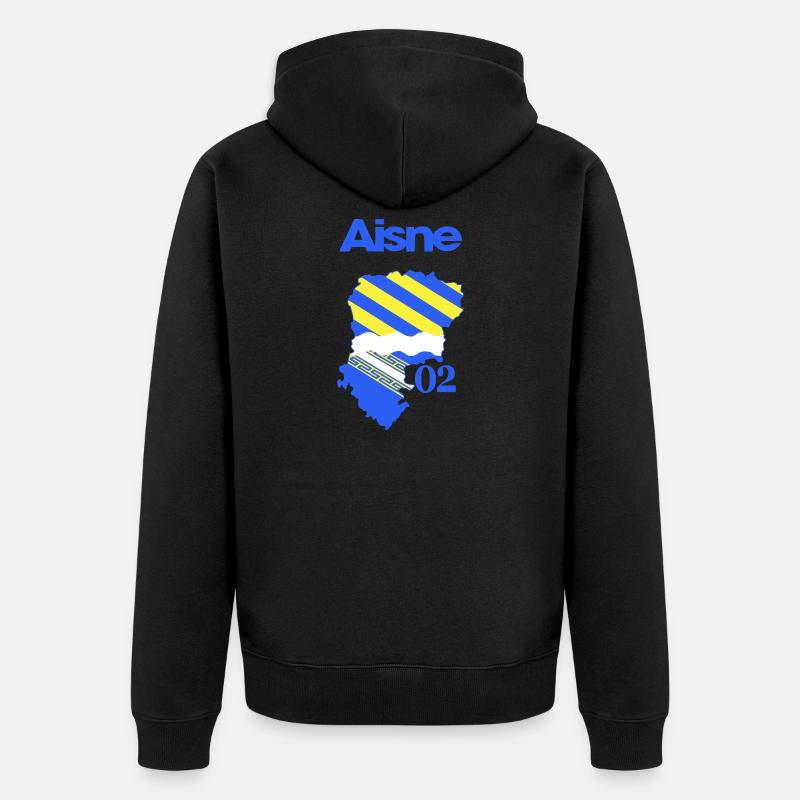 Carte Aisne Bleu Jaune 02 - Veste à capuche bio Premium Unisexe - noir