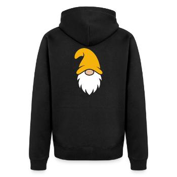 Orange Hut Gnom Illustration - Unisex Premium Bio Zip Hoodie - Schwarz - Hinten - Nico (187cm)