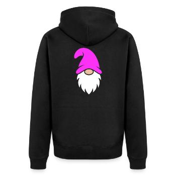 Magenta Hat Gnome - Unisex Premium Organic Zip Hoodie - black - Back - Nico (187cm)