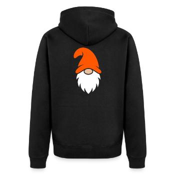 Orange Hat Garden Gnome - Unisex Premium Organic Zip Hoodie - black - Back - Nico (187cm)
