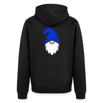 Blue Bearded Gnome Charm - Unisex Premium Organic Zip Hoodie - black - Back - Nico (187cm)