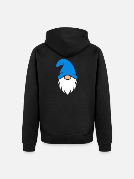 Cute Blue Hat Christmas Gnome - Unisex Premium Organic Zip Hoodie - black
