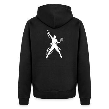 Tennisspieler Kunstwerk - Unisex Premium Bio Zip Hoodie - Schwarz - Hinten - Nico (187cm)