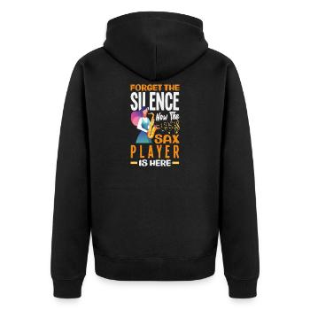 Saxofon - Unisex Premium Bio Zip Hoodie - Schwarz - Hinten - Nico (187cm)