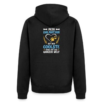 Mein Dalmatiner 1. Geburtstag - Unisex Premium Bio Zip Hoodie - Schwarz - Hinten - Nico (187cm)