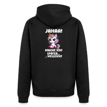 yes, maybe I'll make unicorn lovers later - Unisex Premium Organic Zip Hoodie - black - Back - Nico (187cm)